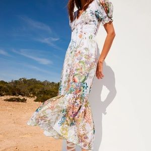 Long floral Charo Ruiz dress puff sleeve